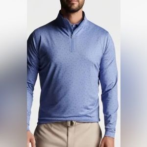 Peter Millar Golf Pullover Crown Sport Carts Perth 1/4 Zip Small Blue NWT $135
